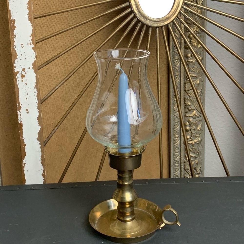 BRASS HURRICANE CANDLE WITH FINGER HOLDER